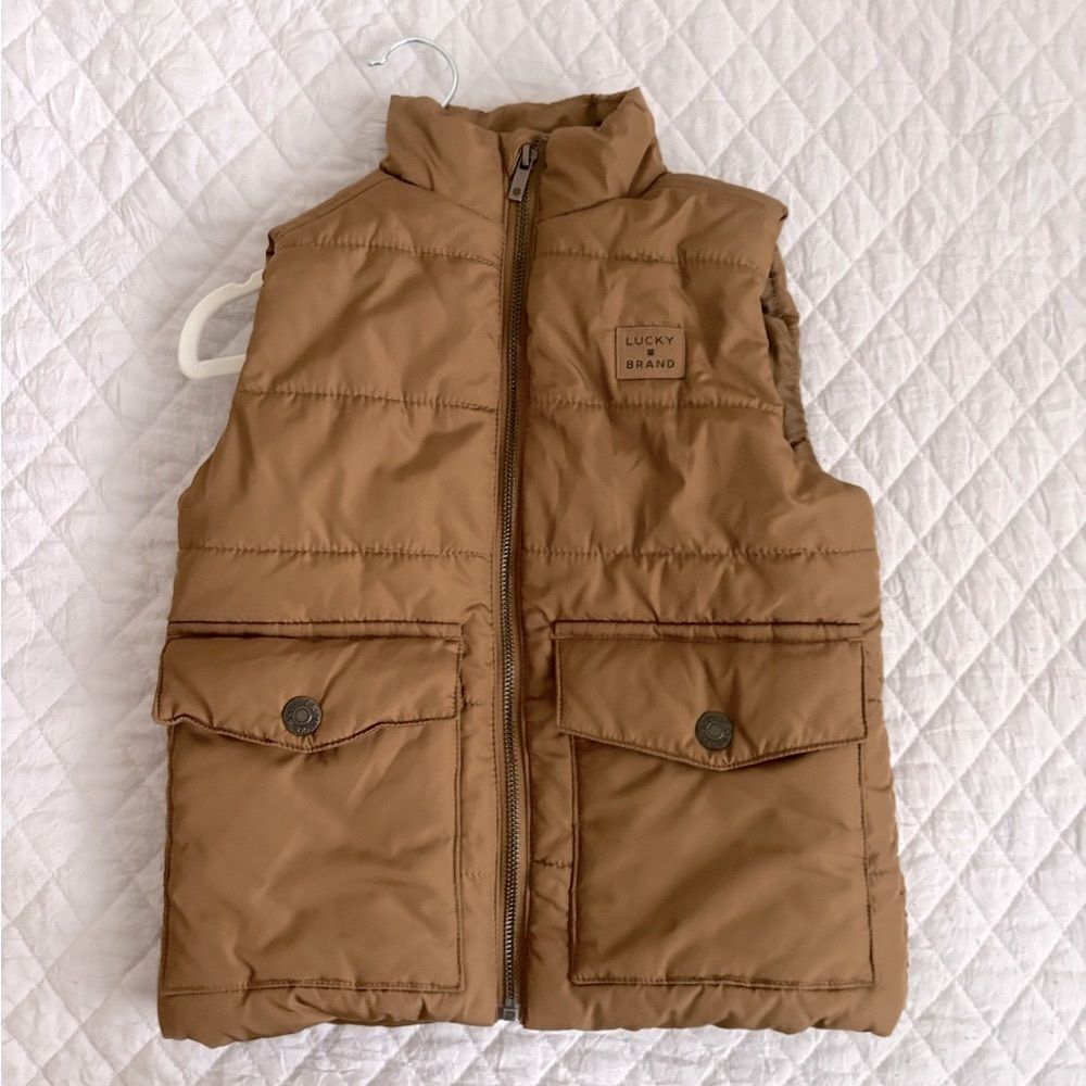 Lucky Brand Tan Quilted Vest with Collar